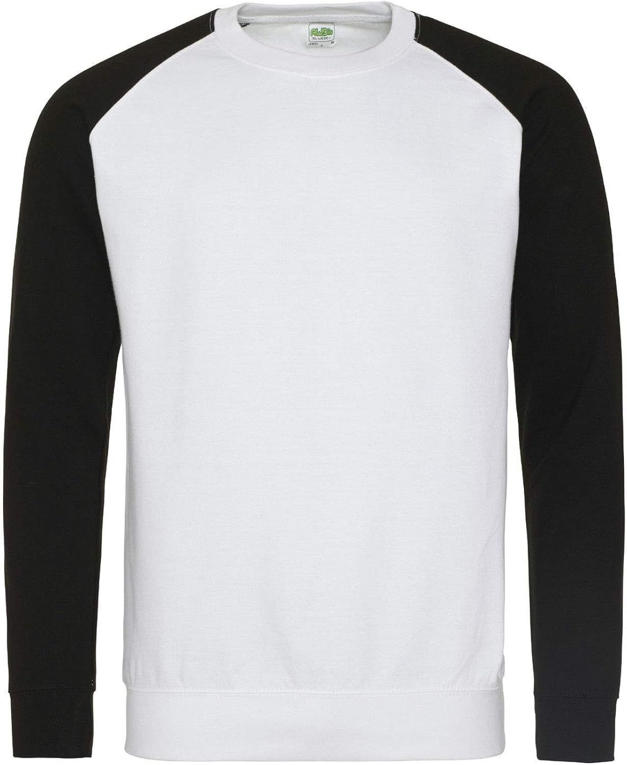 AWDis Mens Baseball Sweatshirt Crew Neck Sports Jumper Contrast