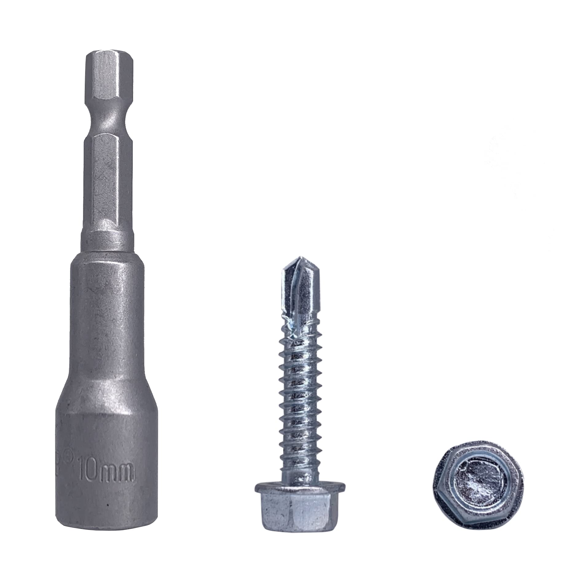 (Pack of 80 pcs) DIN 7504 K Zinc Plated Steel 6.3 x 32 mm Screws, Self-Drilling Sheet Metal Screw, Hex Washer Head, Self Tapping (80, 6.3 x 32 mm)