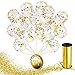 Gold Confetti Balloons 12 inch - Party Decorations - Wedding Party Supplies - Birthday Decorations - Bachelorette Party Clear Latex Balloons - Gold Ribbon - Prefilled Confetti Dots - 24 Large Balloons