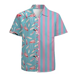 Blue Flamingo Mens Funny Hawaiian Shirts 3D Graphic