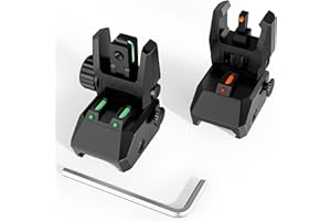 TRSAIM Fiber Optic Sights, Flip Up Front and Rear Sights with Green Red Fiber Optics Dots,Tool-Free Adjustable Nylon Sights Rapid Transition