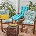 Greendale Home Fashions Outdoor Seat/Back Chair Cushion in Painted Paisley (set of 2), Baltic