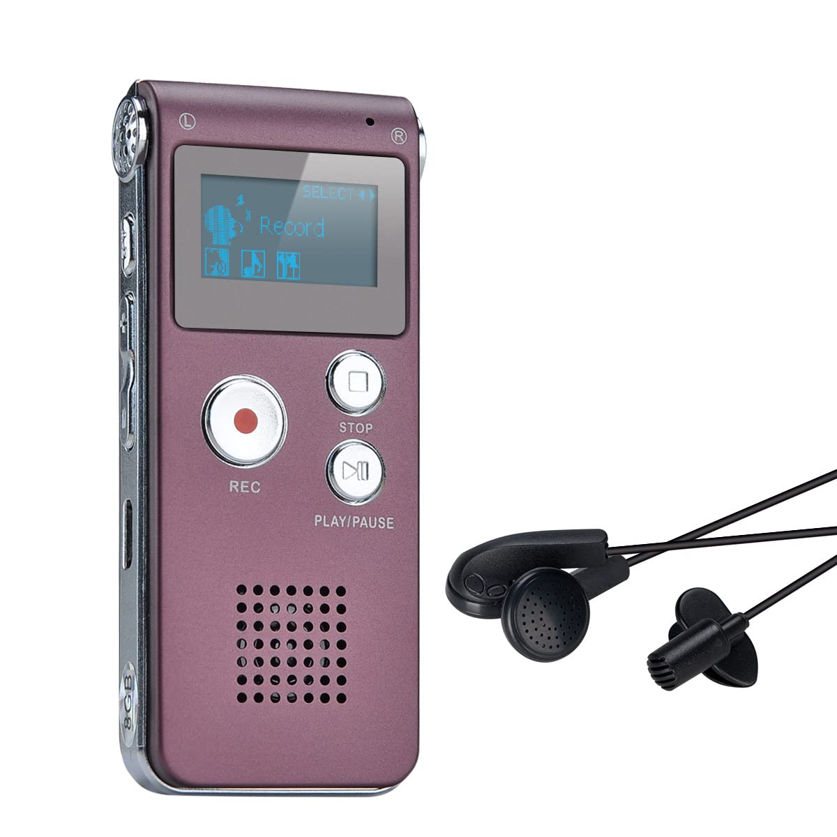 COVVY Portable Digital Voice Recorder Sound Audio Recorder Dictaphone LCD Recorder MP3 Player-8GB (Wine red)
