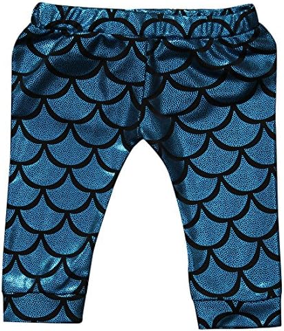 Zekyy Kids Children Baby Girls Little Mermaid Fish Scales Dance Cosplay Leggings Stretch Pencil Pants Trousers (1-2 Years, Blue)