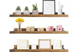 Giftgarden 36 Inch Large Floating Shelves for Wall Set of 3, Rustic Picture Ledge Wall Shelf for Bedroom Kitchen Bathroom Living Room Nursery Display, 3 Different Sizes