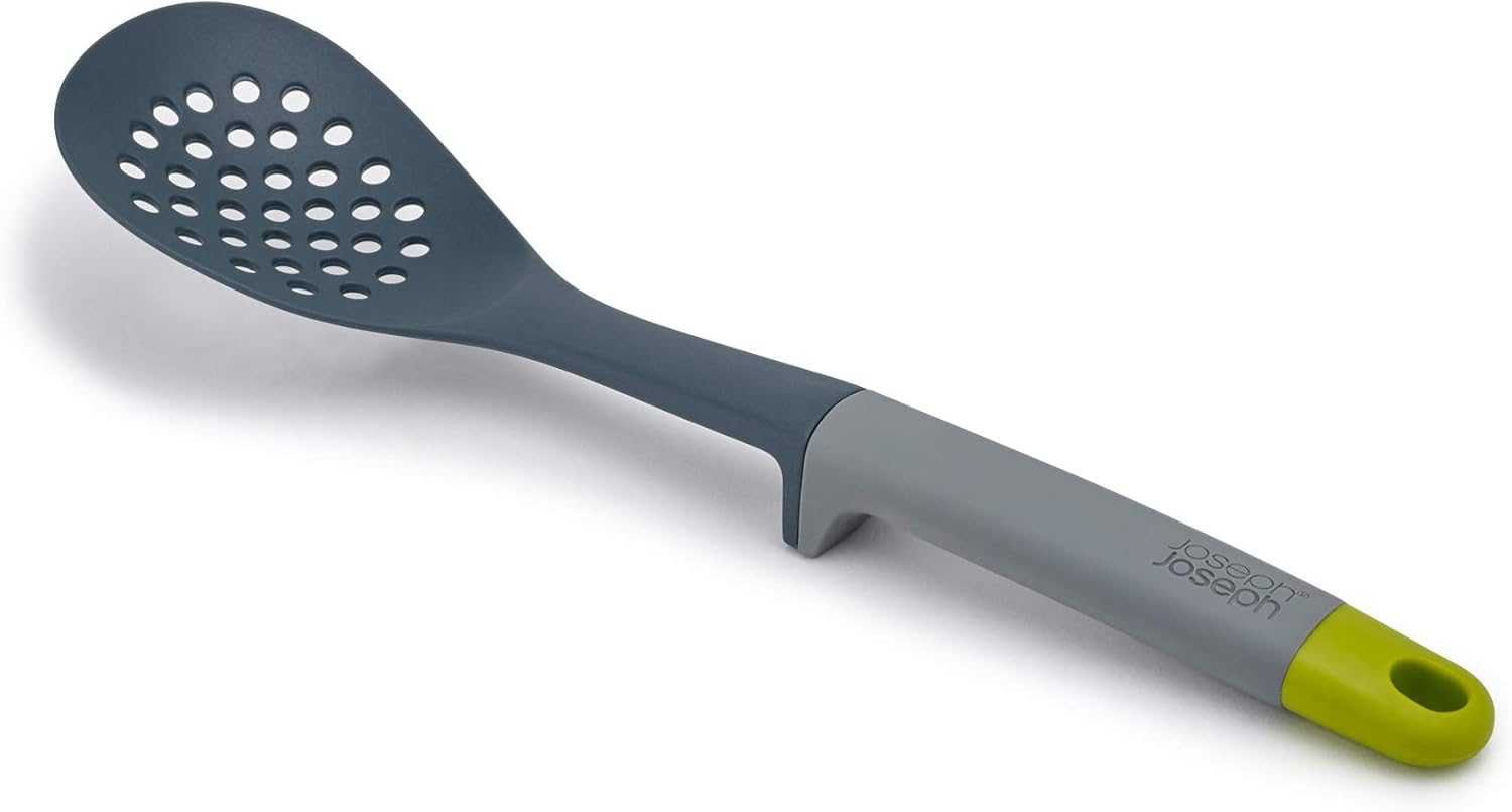 Joseph Joseph Elevate Nylon Slotted Spoon with Integrated Tool Rest, One-Size, Gray/Green: Kitchen & Dining