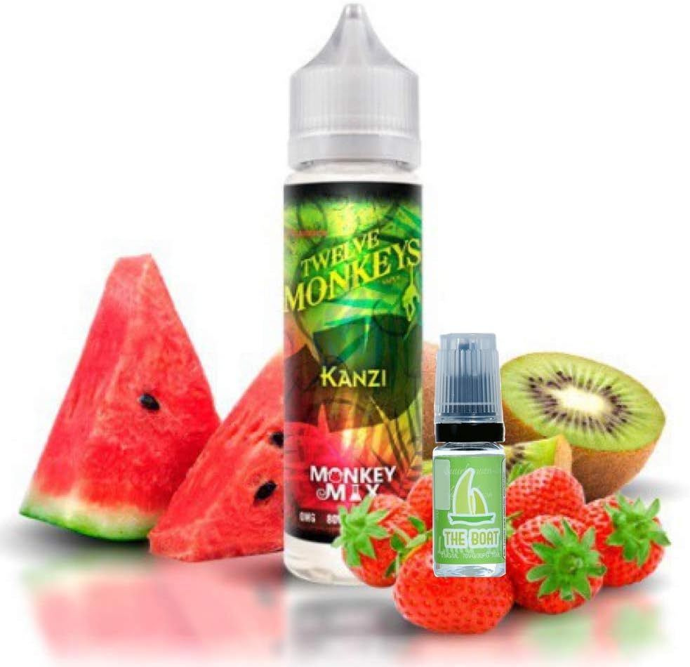 E Liquid E Juice Twelve monkeys Kanzi 50ml – 70 vg 30 pg - shortfill – No Nicotine + E Liquid The Boat 10ml Lemon and Lime – No Nicotine.