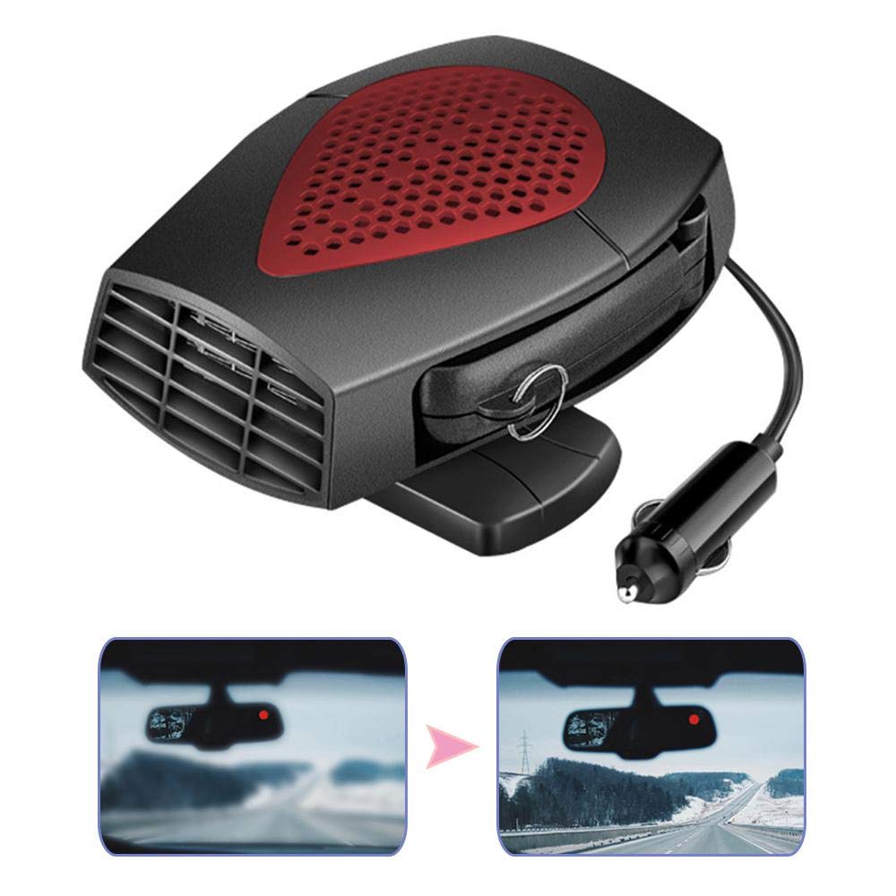 Volwco Portable Car Heater, 12V 150W Multi-function Auto Heater Fan With Defogging Defrosting, Heating And Cooling Dual Use, Plug In Cigarette Lighter With Rotary Holder