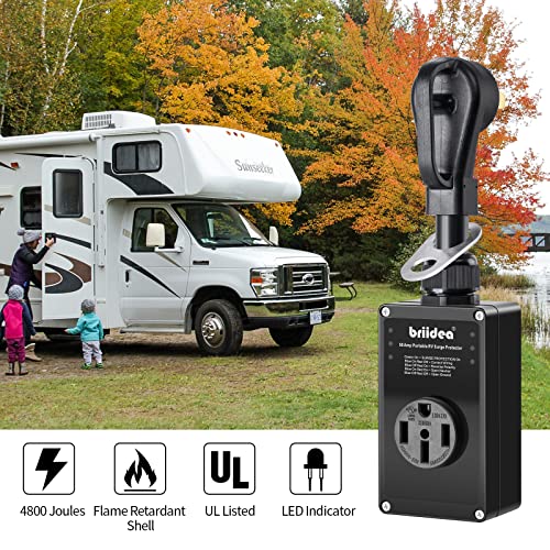 RV Surge Protector 50 Amp, briidea Camper Surge Protector with LED