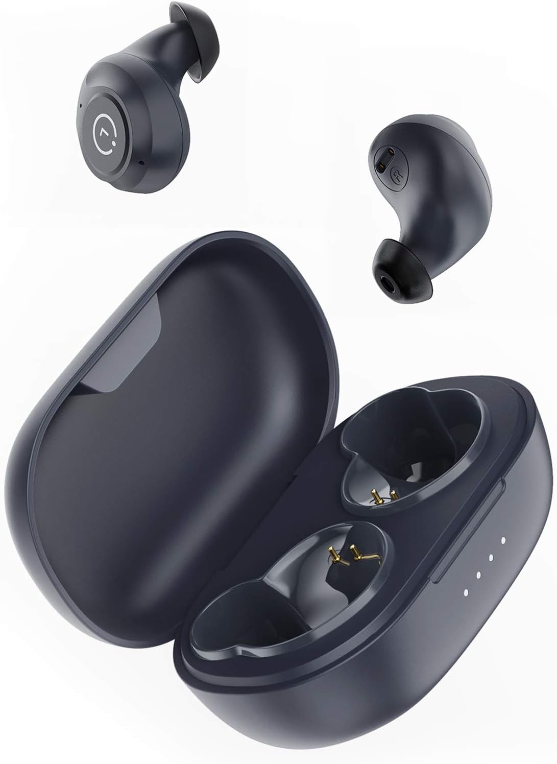 ENACFIRE Wireless Headphones, E60 Wireless Earphones with Wireless Charging Case, 8H Continuous Playtime Built-in Dual Apt-X Deep Bass Wireless Earbuds with IPX8 Waterproof, Bluetooth Headphones Grey