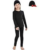 woolcano Unisex Kids' 100% Merino Wool Base Layer Sets - Light and Midweight Thermal Underwear Gifts Pack with Wool Beanie