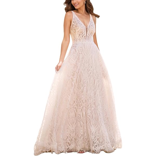amazon women's sweetheart full lace beach wedding dress Lace Beach Sweetheart Neckline Mermaid Wedding Dresses for Women Bride with Train Long Bridal Ball Gown Ivory at Amazon Women's Clothing store