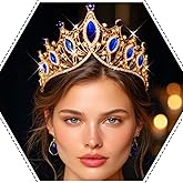 JAKAWIN Light Up Rhinestone Crown Gold Baroque Queen Headband Bridal Wedding Hair Accessories for Women