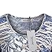 Tencole Fit and Flare Tops for Women, Long Sleeve Printed Tunics Ethnic Blouse Flowy Casual Shirts Womens Tops Blue-Apricot Size L