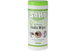 SoHo Urban Artist Multi-Surface Wipes, 40 Count, 1 Canister, Non Toxic Biodegradable Stay Fresh Paint Brush Cleaner Wipes, Use on Brushes, Hands, Palettes, Floors, No Need for Water Or Turpentine