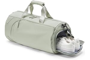 BERGSALZ Gym Bag For Women Men Carry On Bags For Airplanes Duffle Bag Women Travel Bag Weekender Overnight Tote Bag With Shoe Compartment Travel Duffel Bags For Traveling Personal Item Dance Bag Grass Green