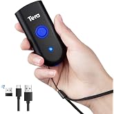 Tera Barcode Scanner Wireless Portable: 1D Laser Mini Pocket Reader, 1100L | 1D Paper Codes, IP66 Sealing, 2.4 BT Wireless, USB Wired, 650mAh, 1.4oz Lightweight, Bookstore Library School Warehouse