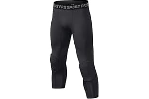 Geanrastn Pants for 4-16 yrs, Youth Basketball Pants with Knee Pads, 3/4 Capri Compression Pants for Boys