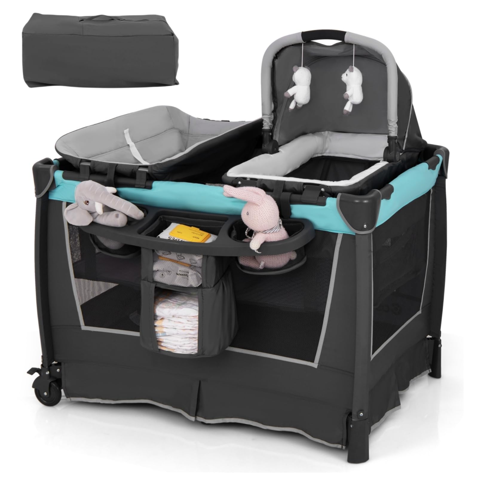 GYMAX Baby Travel Cot, 4-in-1...