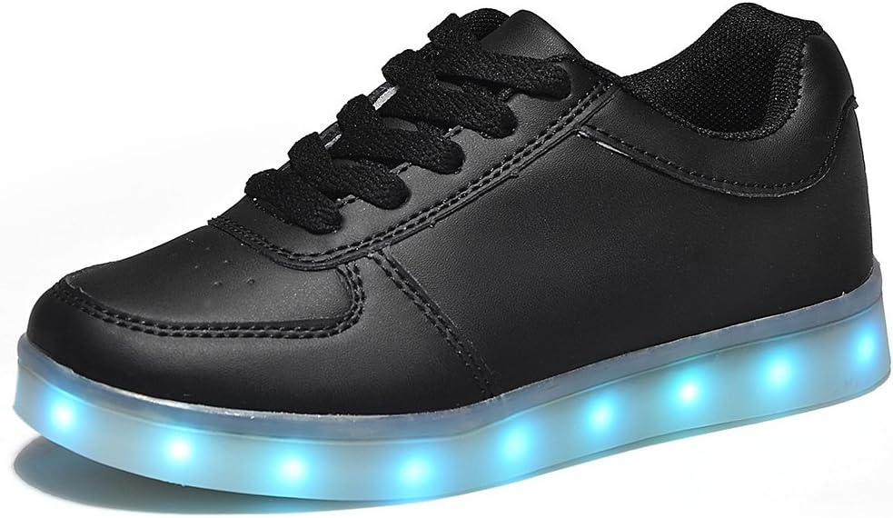 HOOSION High Top Led Light up Shoes for Little Kid/Big Kid USB Rechargeable Sports Dancing White Sneakers