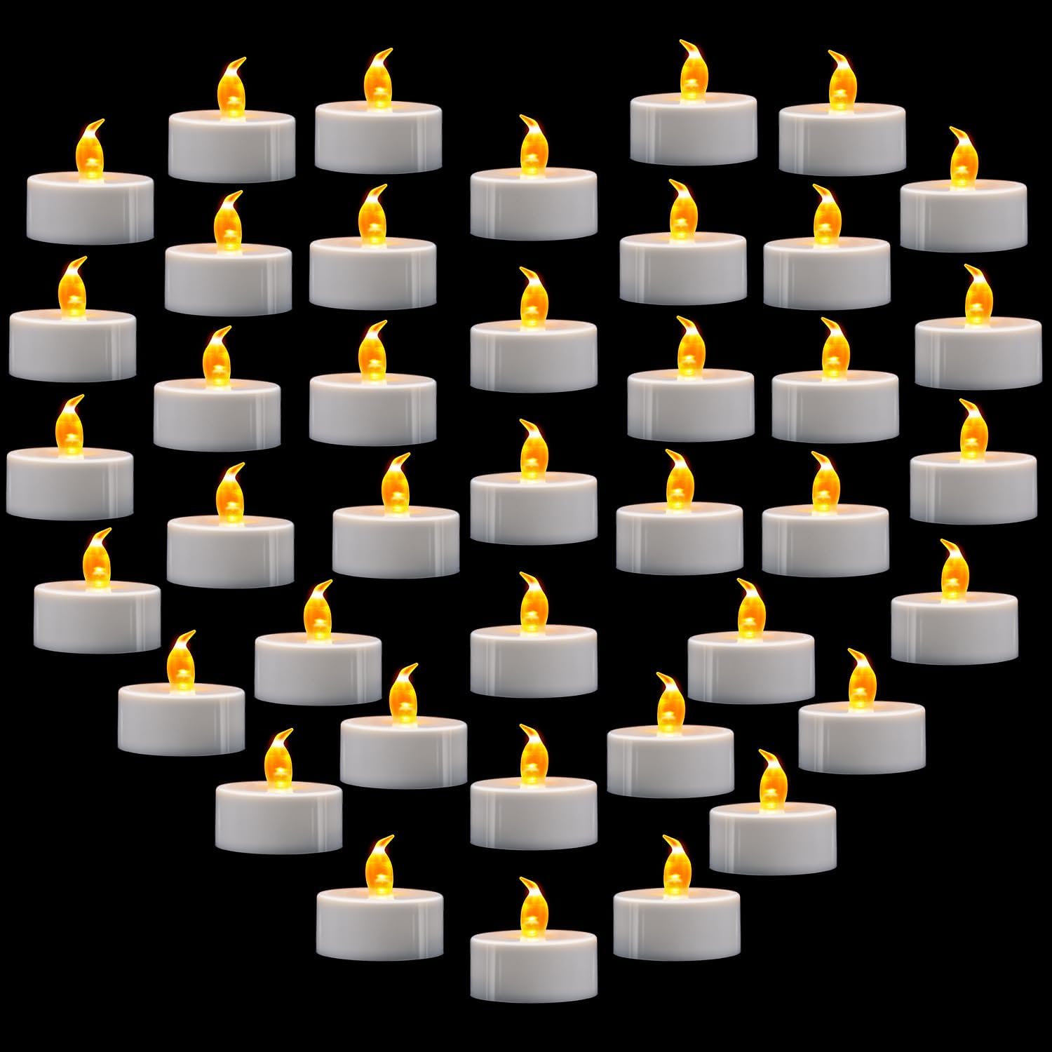 Lighting - LFSEMINI LED Tea Lights, 50/100/200/400 Pack Flameless Tea Lights, Warm Yellow/Warm White, Last 150 Hours +, Battery Operated Tea Lights for Birthday Wedding Decoration(50 Pack Yellow)
