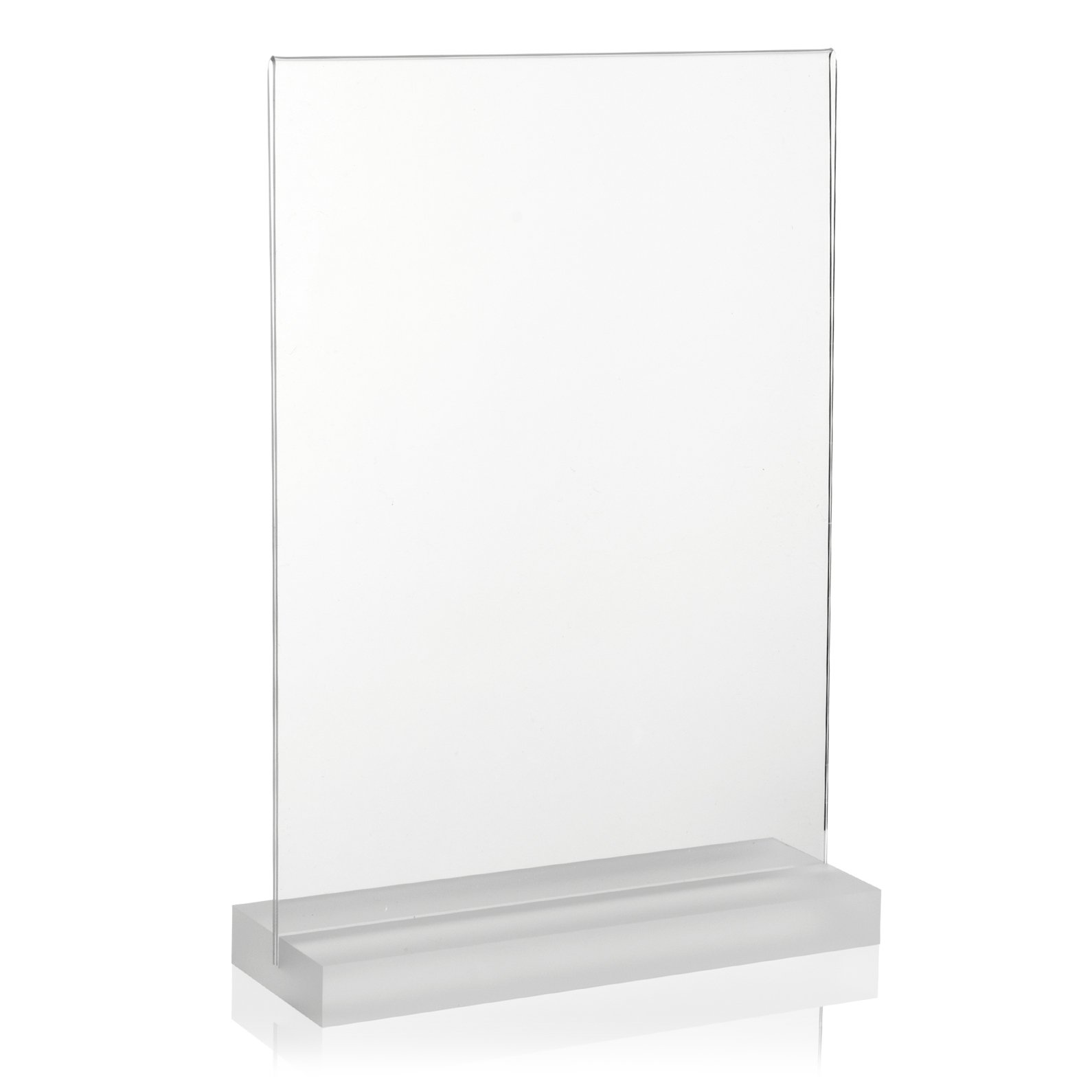 DIN A4 Advertising Display with Solid, Satin Plexiglas® Base/T-stand/as a Table Stand