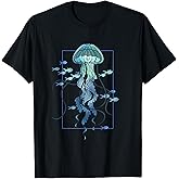 Graphic Jellyfish and Fishes in Sea T-Shirt