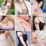 Yesallwas 66 Pcs Temporary Flower Tattoos Rose Peony Butterfly Blossoms Flash view 2