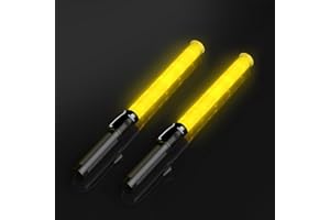 RoadHero Traffic Wand 16 Inch, 2 Pack Air Traffic Control Lights with 2 Flashing Modes, Yellow Safety Signal Wands for Traffic Control, Airport, Parking, Car Directing