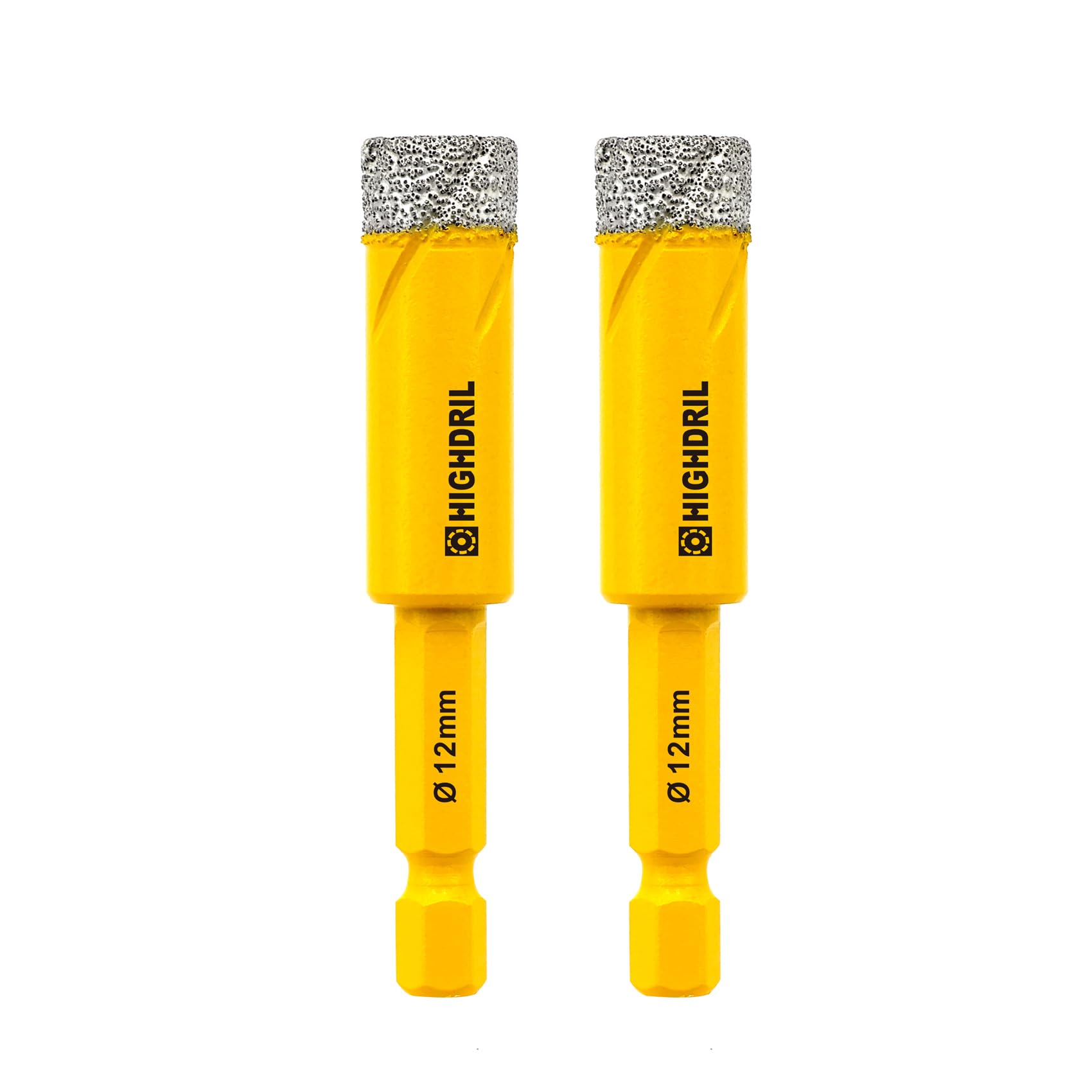 HIGHDRIL Dry Diamond Drill Bits,2pcs 12mm 1/2" with Hex Shank for Granite Marble Porcelain Tile Ceramic