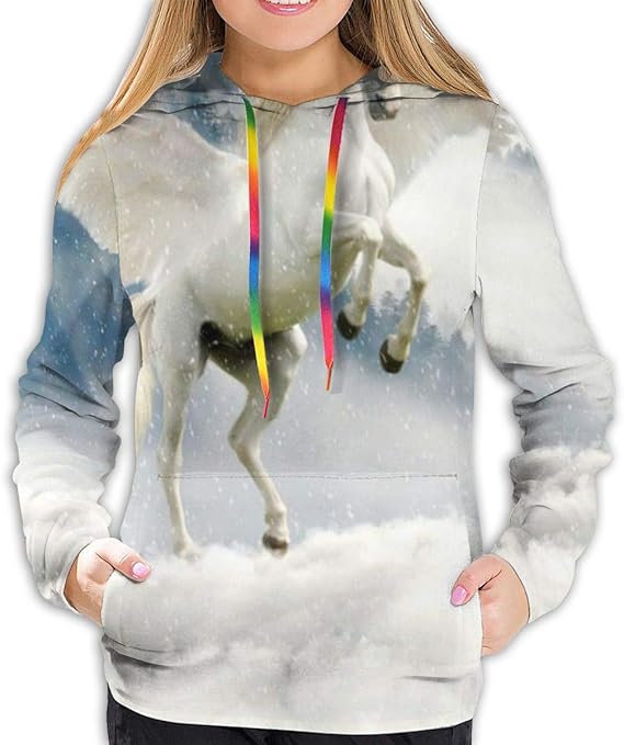 Amazon Co Jp レディース パーカー フード付 ユニコーンホース 女性パーカー レディース プルオーバー 長袖 トップス 春秋冬 フード付き 3dプリント おしゃれ 服 ファッション小物