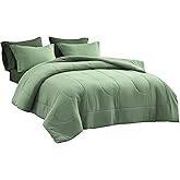 Maple&Stone Full Size Comforter Set 7 Pieces Bed in a Bag - Down Alternative Bed Set with Sheets, Pillowcases & Shams, Soft Reversible Duvet Insert,Sage Green