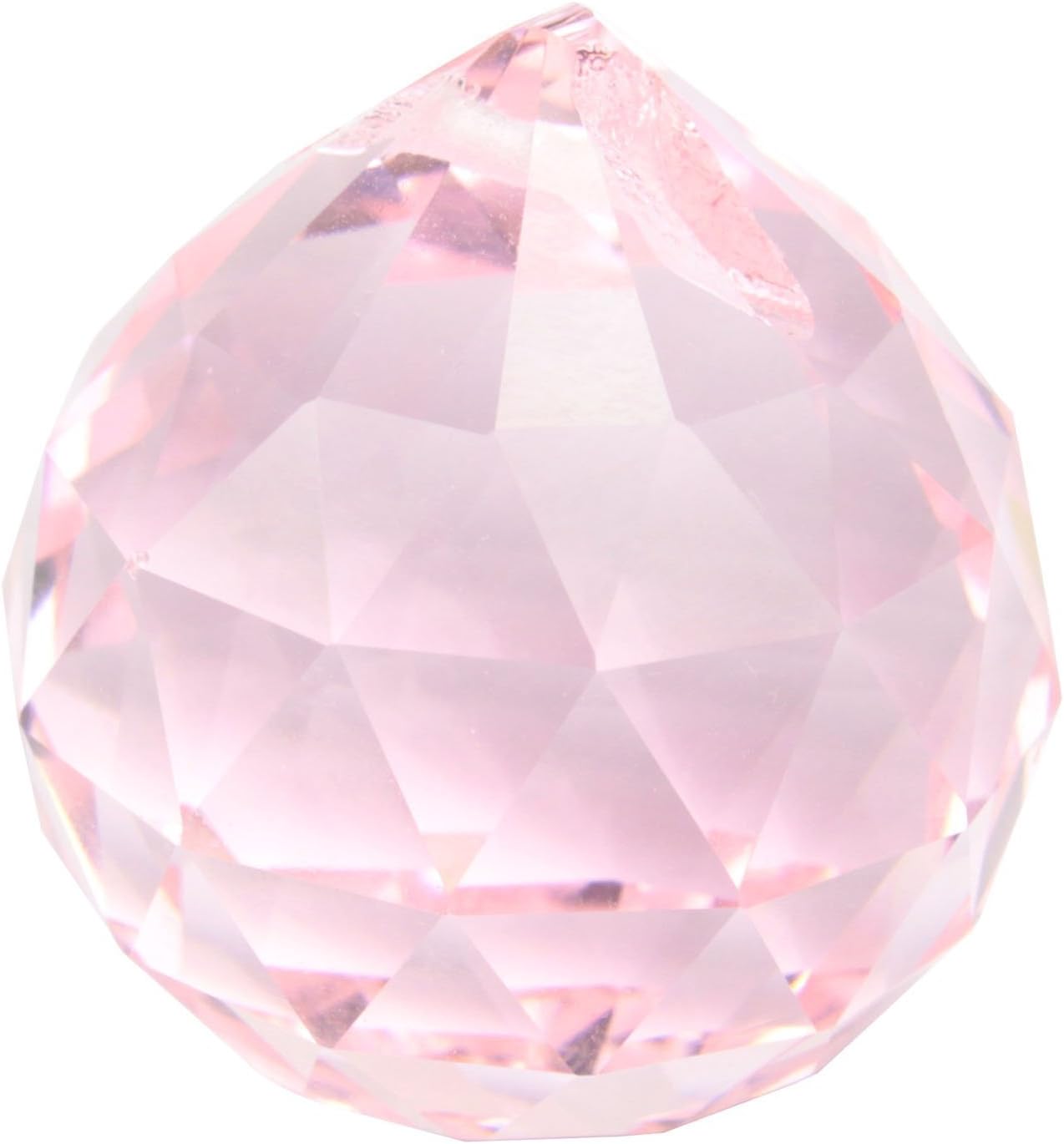 Jabux 40mm Clear Crystal Ball Prisms Pendant Feng Shui Hanging Faceted Prism Balls (Pink)