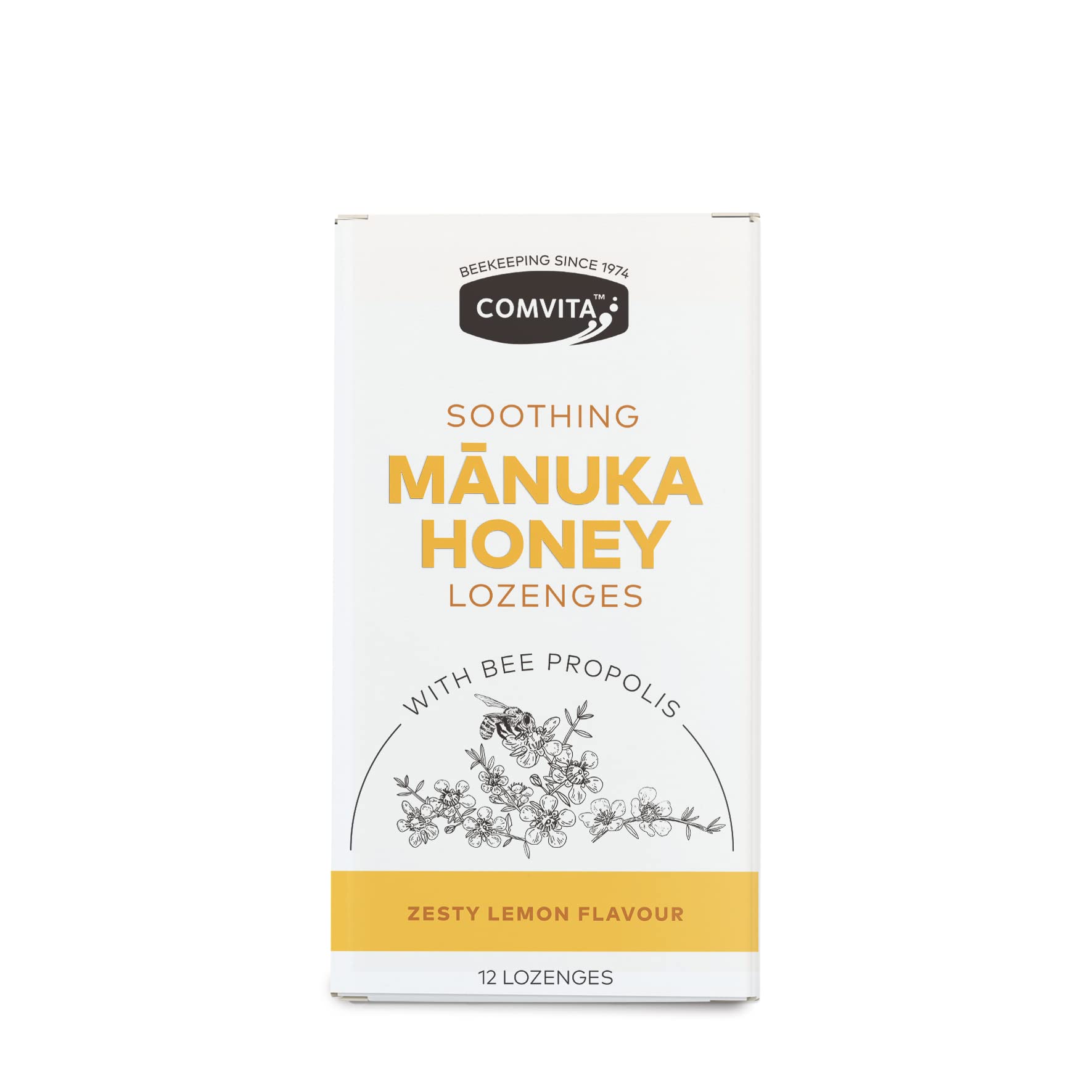 Comvita Winter Wellness Manuka Honey Lozenges with Propolis (Pack of 12 Honey & Lemon Lozenges)