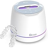Drixo Ultrasonic Retainer Cleaner Machine, IPX6 Waterproof Dental Cleaning Pod, 3 Modes Denture Cleaner for Night Guard Mouth Guard Braces, 45kHz Denture Dome with UV Light, 200ML Tank, Arctic White