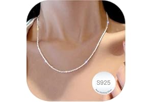 Weddinen S925 Sterling Silver Diamond Chain for Women 2mm Dainty & Hypoallergenic Silver Chain Necklaces for Women 16 18 20 2