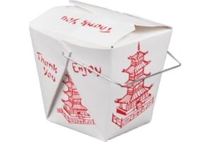 DELIGHTBOX Pack of 15 Chinese Take Out Boxes PAGODA 32 oz / Quart Size Party Favor and Food Pail