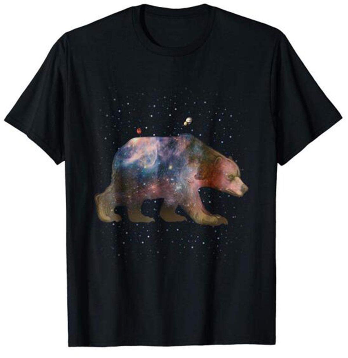 , Sci Fi Grizzly Bear Roaming Through Space Galaxy T Shirt