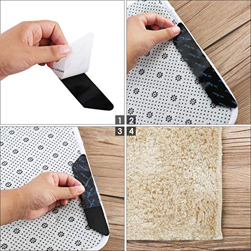 12Pcs Traceless Reusable Carpet Anti-Slip Sticker Rug Grippers Mat Pads Tape Rug Sticker with Strong Sticky for Office Kitchen Bathroom