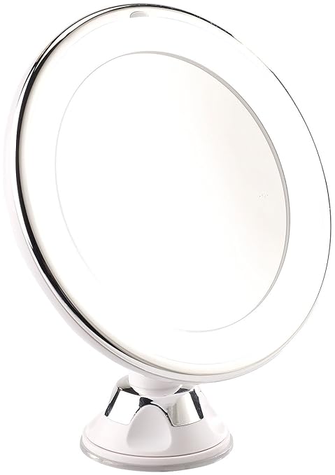 Sichler Beauty Vergrößerungsspiegel: Rasier- & Kosmetikspiegel, Ø 17,5 cm, 5-Fach, 25 LEDs, 360°-Saugnapf (Wand Kosmetikspieg
