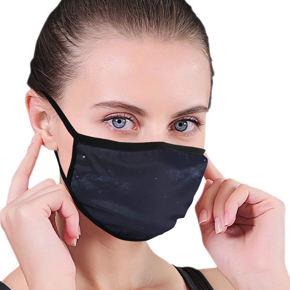 Night Dark Night and White Daisies Fantasy Landscape Nature and Dreamlike Universe Decorative Health Fashion Face Guard Outdoor Activities Dust Masks Reusable for Running Unisex