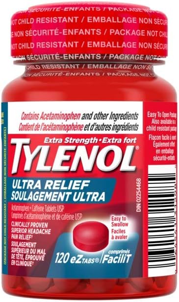 Tylenol Ultra Relief For Headache And Migraine Pain Relief 500 Mg Acetaminophen 80 Tablets Amazon Ca Health Personal Care