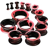 WYR 20/28pcs Ear Tunnels Plugs Stretching-kit Set : Hollow Hard/Soft Silicone Double Flare Plugs and Tunnels Ear Expander Gauges Stretcher Body Piercing Jewelry