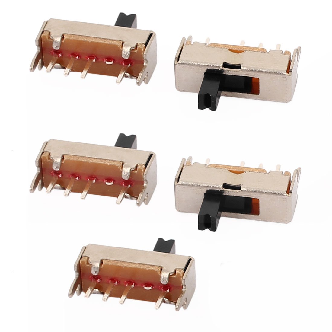 Sourcingmap 5Pcs 3 Position 4P 1P3T Panel Mount Mini Slide Switch Latching Switch