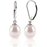 PAVOI Handpicked AAA+ Quality Freshwater Cultured Pearl Earrings Leverback Dangle Stud Pearl Earrings