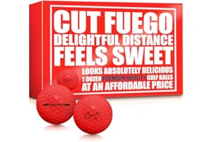 BIRDIE TOWN JUPITER Cut Golf - Soft Feel Peak Distance Golf Balls - One Dozen Decreased Ball Spin - Improved Accuracy, Green Side Control, Distance, Ball Flight, Visibility - Matte - Fuego Red Golf Balls