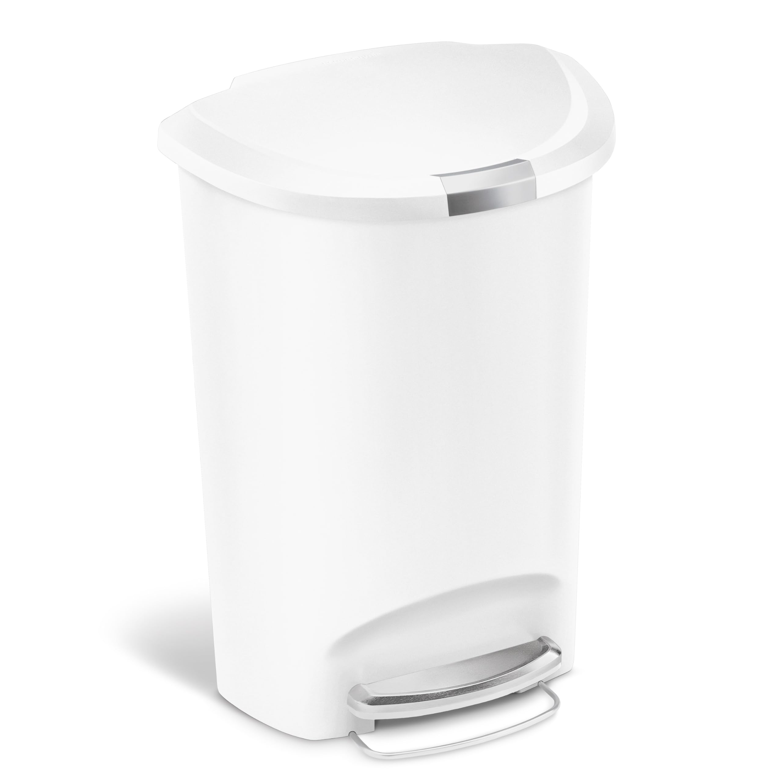 Photo 1 of **DAMAGED LID-NOT ATTACHED**Simplehuman 13 Gallon Plastic Semi-Round Step Kitchen Trash Can with Soft-Close Locking Lid - White