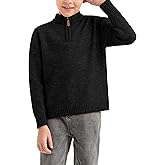 GAMISOTE Boys Sweater Quarter Zip Up Chunky Knit Mock Neck Warm Pullver Kids Knitwear