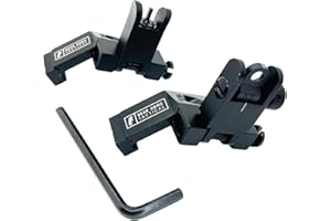 BEAR ARMZ TACTICAL 45 Degree Offset Flip Up Iron Sights | American Company | Spring Loaded | Rapid Transition Front & Rear Iron Sights | Back Up Sights | BUIS for Picatinny Rail and Weaver Rails
