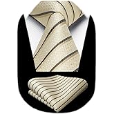 HISDERN Mens Striped Ties Classic Silk Woven Tie and Pocket Square Set Formal Business Necktie Handkerchief for Wedding